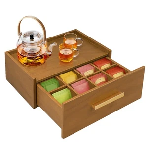 Acacia Wood Tea Bag Organizer,Tea Organizers and Storage Box, Tea Caddy for T... - Picture 1 of 6