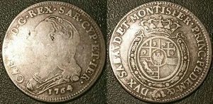 Savoie - Charles-Emmanuel III - 1/4 d’écu argent (quarto di scudo) 1764 Turin ! - Imagen 1 de 1