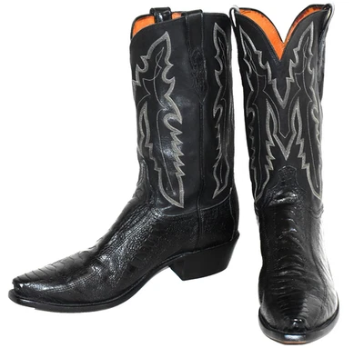 Botas de Vaquero Lucchese 1883 Negras Gran Escala Pierna de Avestruz Punta Corta Talla 11 D Foto 1 de 4