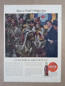 1944 COCA COLA RAF Friends Comrades USAF Pilots WWII Vintage Poster Print Ad - Picture 1 of 4