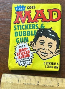 1983 FLEER, GOES MAD, Sealed Pack , 5 STICKER, 1 STICK GUM, - Picture 1 of 2