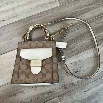 Bandolera Coach C7227 Mini Pepper en lona exclusiva en caqui claro tiza multi Foto 1 de 4