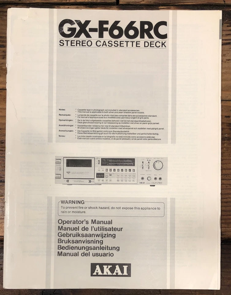 Akai GX-F66RC Cassette Owners / User Manual *Original* - Image 1 of 1