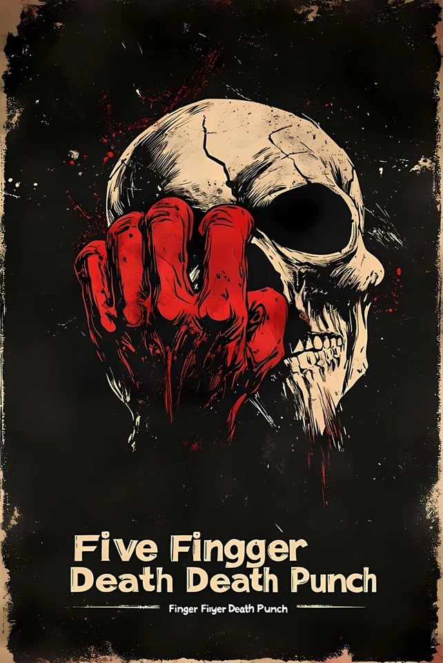 11.69x16.54 Five Finger Death Punch Knucklehead Poster Red Hand Skull - Image 1 of 1
