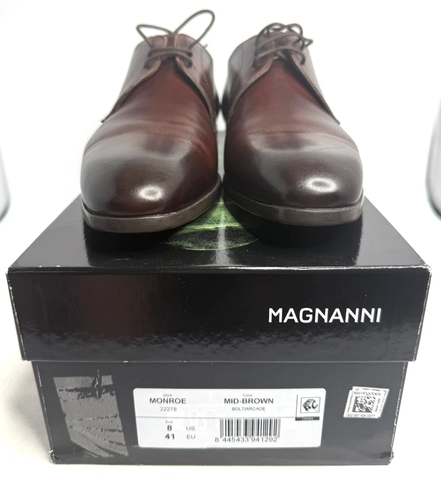 Sapatos sociais masculinos Magnanni Monroe 22278 marrom Bolton tamanho 8 M EUA - Imagem 1 de 4