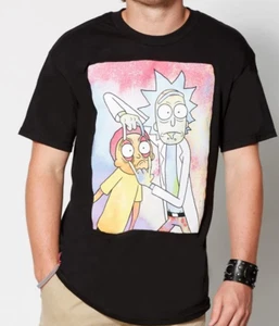 Neon Rick And Morty Black T-Shirt Unisex Sz XL - NEW- Free Ship - Picture 1 of 2