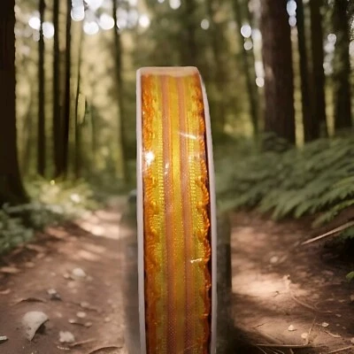 Yellow W/sheer Stripe, Orange Scallop Edge  5/8" By 25M/82FT made in France - Image 1 of 4