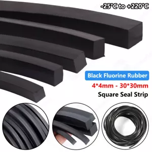 Black Fluorine Rubber Square Seal Strip Seal Square Bars Section 4x4mm - 30x30mm - Picture 1 of 13