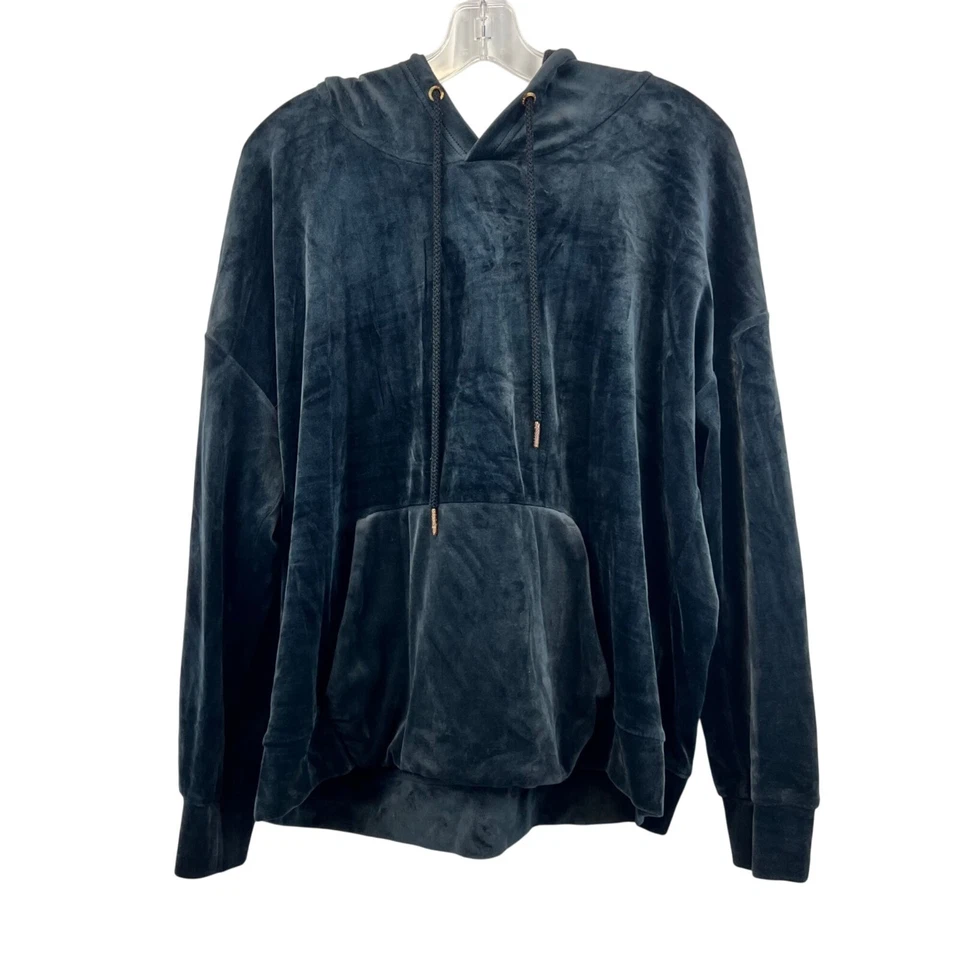 Green Tea Women’s Pullover Velour Hoodie Charcoal Size XL - Image 1 of 4