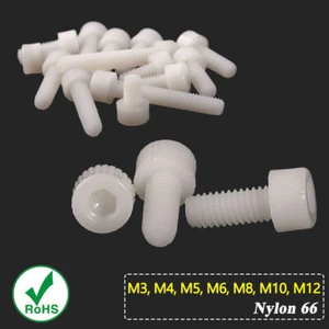 Weiße Nylon Kunststoff Innensechskantschrauben M3 M4 M5 M6 M8 Schrauben DIN912 - Bild 1 von 7