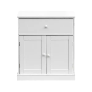 Mobiletto Armadietto Mobile da Bagno con Cassetto 2 Ante in Legno Bianco - Foto 1 di 11