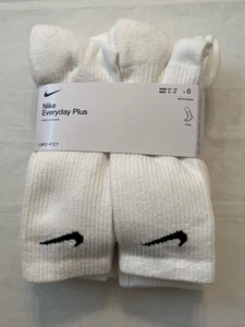 Nike Everyday Cotton Cushioned Crew Socks White 6 Pairs Men's Size 8-12 DRI-FIT - Picture 1 of 2