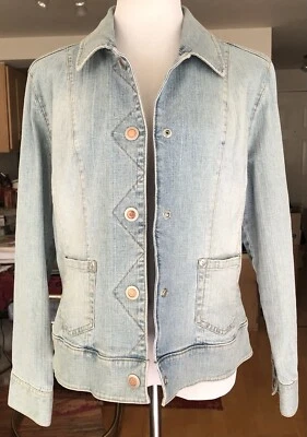 VTG Nordstrom Denim Jean Jacket Women’s Large Acid Wash Snap Front Pockets Y2K - Image 1 of 4