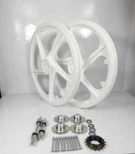 BMX Bicycle 20 PVC Sport Rim ( WHITE ) Complete Wheelset Hub Set  FREE SHIPPING - Picture 1 of 4