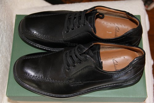 Scarpe uomo Clarks Colson Over in pelle nera taglia 8 5 M nuove con etichetta