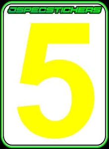 CAMS RACE CAR NUMBER DAY GLO YELLOW #5 DRIFT RALLY CIRCUIT RACING MOTORSPORT - Foto 1 di 5