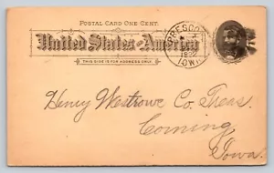 1891 UX10 Postal Card 1c Nice FANCY Cork Cancellation Henry Westrowe Tax Request - Picture 1 of 3