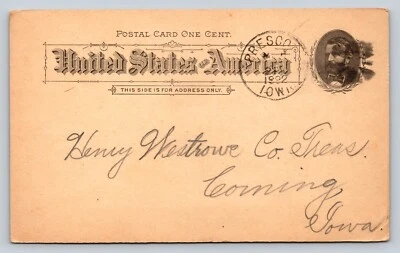 1891 UX10 Postal Card 1c Nice FANCY Cork Cancellation Henry Westrowe Tax Request - Image 1 of 3