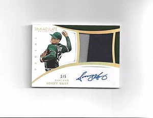 2015 Immaculate Sonny Gray Auto Patch 2/5 Vanderbilt New York Yankees - Picture 1 of 1