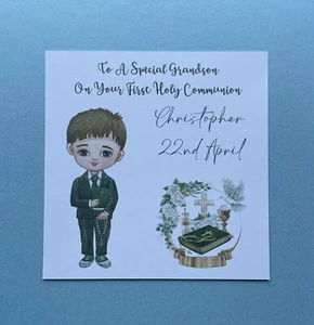 Tarjeta personalizada de primera comunión niño hijo nieto ahijado sobrino hermano - Imagen 1 de 13