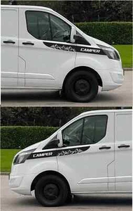 Ford Transit Custom Graphics Side Stripe Wing Decals Mountains Camper - Picture 1 of 4