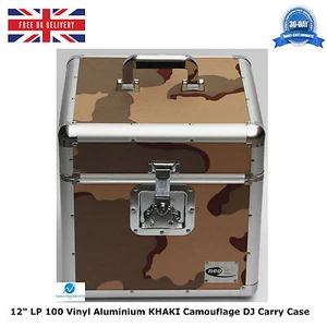 NEO Aluminium KHAKI Camouflage Aufbewahrung DJ Tragetasche für 100 Vinyl LP 12" Schallplatten - Bild 1 von 6