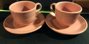 FIESTA Ware 8 Cup and Saucer sets ROSE Color MM & NN 1998-1999 Excellent Shape - Picture 1 of 12