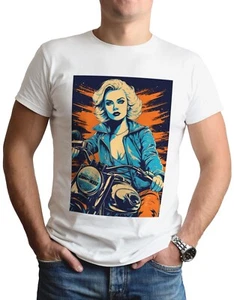 Camiseta Moto Pop Art MC Bicicleta Retro Mod Rocker Rebelde Pin-Up Niña Camiseta Top - Imagen 1 de 2