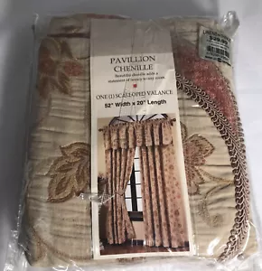 PAVILLION CHENILLE BEIGE Scalloped Valance 52"W x 20"L NOS LINENS N THINGS - Picture 1 of 10