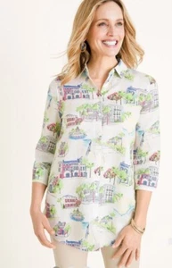 Chicos No Iron Southern Charm Tunic Button Up Size 3 100% Linen - Picture 1 of 9