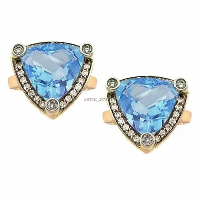 Natürlich Blau Topas Edelstein Mit Vergoldet 925 Sterling Silber #2032 - Bild 1 von 3