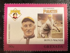 Honus Wagner Pittsburgh Pirates 1988  MLB Grenada Stamp HOF