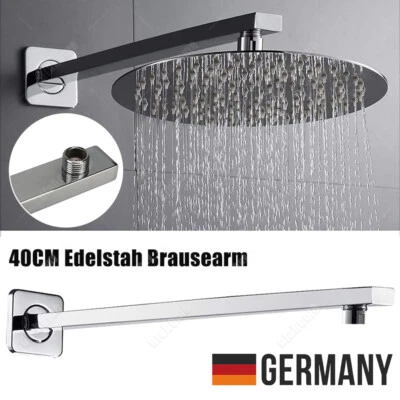 Edelstahl Chrom Regendusche Duschkopf Duscharm 40cm Wandarm Brausearm 1/2 Zoll - Bild 1 von 4