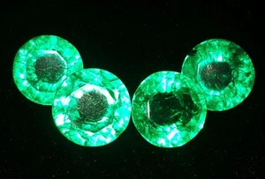 Natural Green Emerald 36.24 Cts 4 Pcs Lot Loose Certified Gemstone Round Cut W36 - Picture 1 of 11