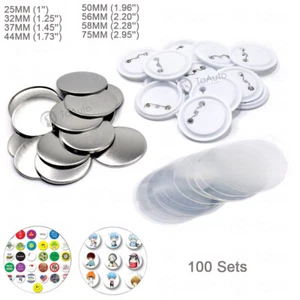 100 Sets Blank Button Parts Supplies for Badge Maker Machine DIY Art Crafts Gift - Picture 1 of 12