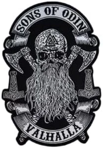 SONS of Odin Embroidered Back Patch, Large, Iron on for Biker Vest, Jackets - Picture 1 of 4