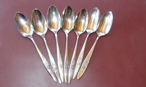7 pc Oneida Community Stainless Flatware " Lasting Rose" 6" Teaspoons - Picture 1 of 6