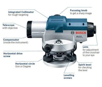 Auto Level Bosch GOL 32D Optical Outdoor Robust Surveying Tool 32x Mag 400ft UPS - Image 1 of 4