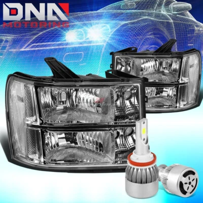 FARO CARCASA CROMADA + ESQUINA TRANSPARENTE + LED BLANCO H8 OCULTO CON VENTILADOR AJUSTE 07-14 GMT 900 Foto 1 de 4