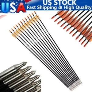 12Pcs 31 Inch Archery Fiberglass Target Practice Arrows for Recurve Compound Bow - Picture 1 of 15