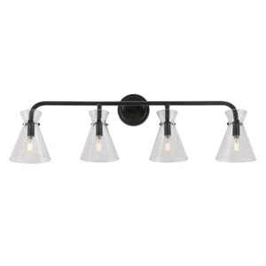 Forte Lighting Beaker 4 Light 32" Bath Vanity, Black/Clear - 5733-04-04 - Picture 1 of 1