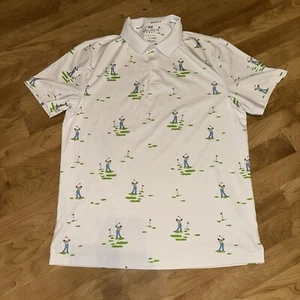 Rorie Wheelan Golf Polo All Over Golfer Print Large - Picture 1 of 5