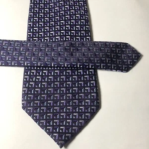Fumagalli's Mens Necktie Tie Purple Teal Geometric 60" 100% Silk - Picture 1 of 7