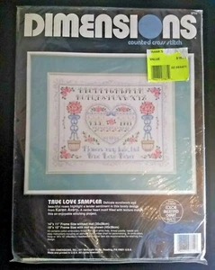 Dimensions True Love Sampler Counted Cross Stitch Kit Floral Rose Wedding 1991 - Picture 1 of 4