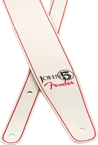 Genuine Fender John 5 Leather Guitar Strap, White and Red - Picture 1 of 2