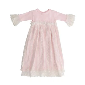 NWT Haute Baby Precious Blush Pink Lace Daygown Gown Dress Newborn Girls 0 3 M - Picture 1 of 5