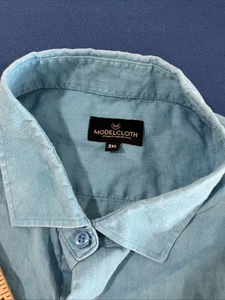 ModelCloth Men’s Linen Shirt Size 3XL Teal / Blue Long Sleeve Beach Boat - Picture 1 of 8