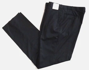 Pantalones de traje sin marca para hombre azules con rayas astilladas sin dobladillo plisados cintura 46 - Imagen 1 de 6