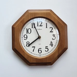 Vintage Waltham Octagon Wood Wall Clock Farmhouse Home Decor MCM Tested Works - Picture 1 of 7