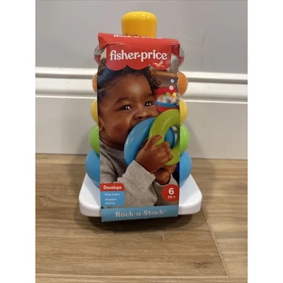 Anillos para apilar Fisher-Price Rock-a-Stack. Juguete de habilidades sensoriales para bebés nuevo Foto 1 de 4